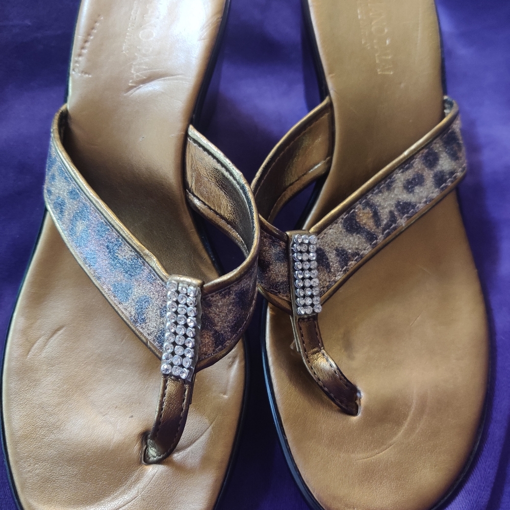 Leopard print & Rhinestone sandals